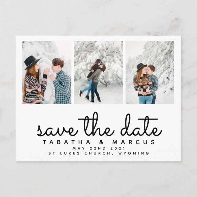 modern script photo chic save the date postcard (Front)