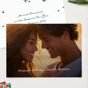 Modern Script Photo Christmas Happiest Holiday Card