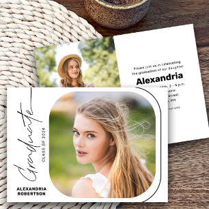 Modern Script Photo Class of 2026 Graduation Party Invitation