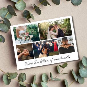 Modern Script Photo Collage Wedding Thank You Card