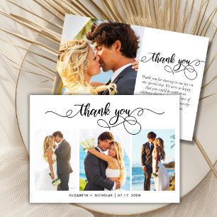 Modern Script Photo Collage Wedding Thank You Card