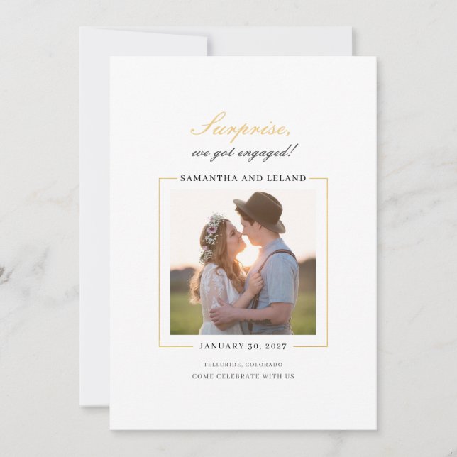 Modern Script Photo Engagement Party Invitation (Front)