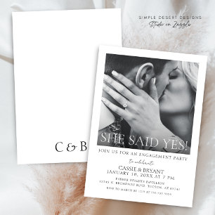 Modern Script Photo Engagement Party Invitation