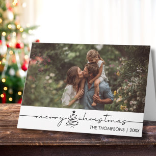 Modern Script Photo Family Christmas Custom Card