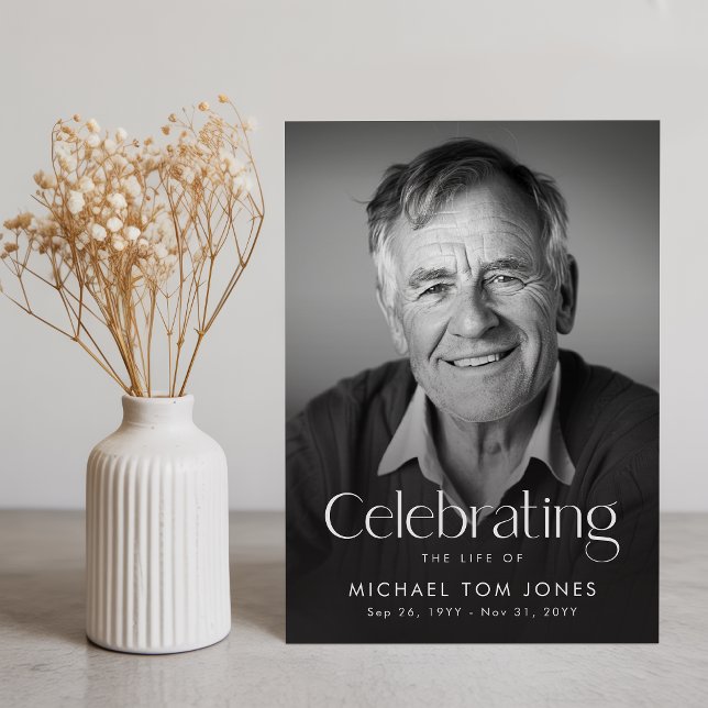 Modern Script Photo Funeral Celebration of Life Invitation (Creator Uploaded)