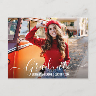 Modern Script Photo Graduate Announcement Postcard
