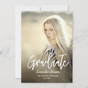 Modern Script Photo Graduation Announcement