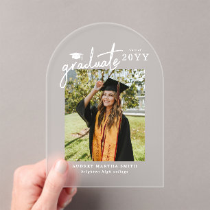 Modern Script Photo Graduation Announcement