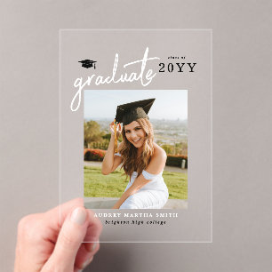 Modern Script Photo Graduation Announcement