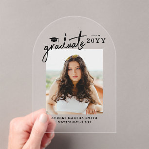 Modern Script Photo Graduation Announcement