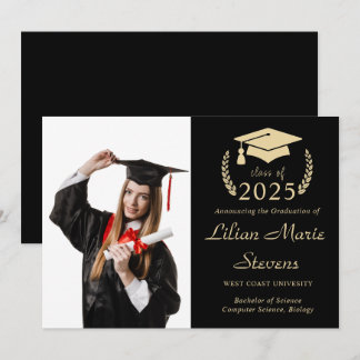 Modern Script Photo Graduation Announcement Card