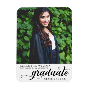Modern Script Photo Graduation Announcement Magnet