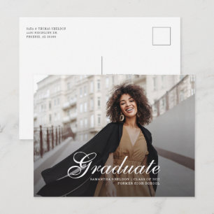 Modern Script Photo Graduation Announcement Postcard