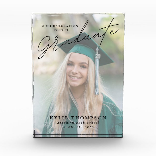 Modern Script Photo Graduation Gift  Block (Front)