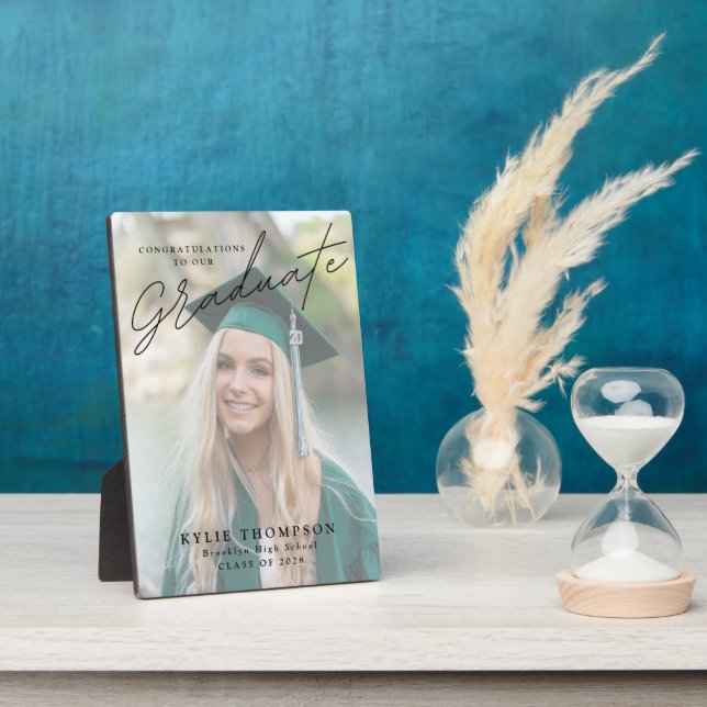 Modern Script Photo Graduation Gift  Plaque (Side)