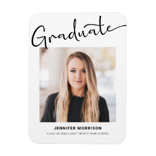 Modern Script Photo Graduation High School Senior Magnet