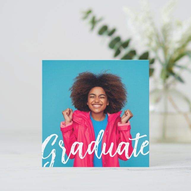 Modern Script Photo Graduation Invitation (Standing Front)