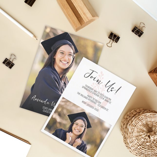 Modern Script Photo Graduation Invitation (Creator Uploaded)