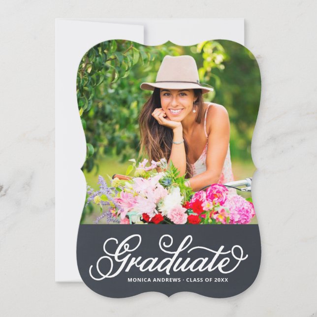 Modern Script Photo Graduation Invitation (Front)
