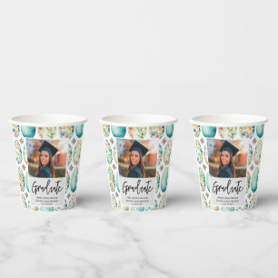 Modern Script Photo Graduation Paper Cups