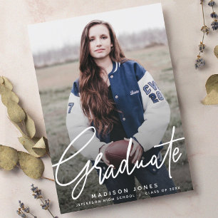 Modern Script Photo Graduation Party  Invitation