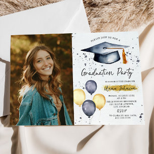 Modern Script Photo Graduation Party Invitation 