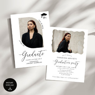 Modern  Script Photo Graduation Party  Invitation