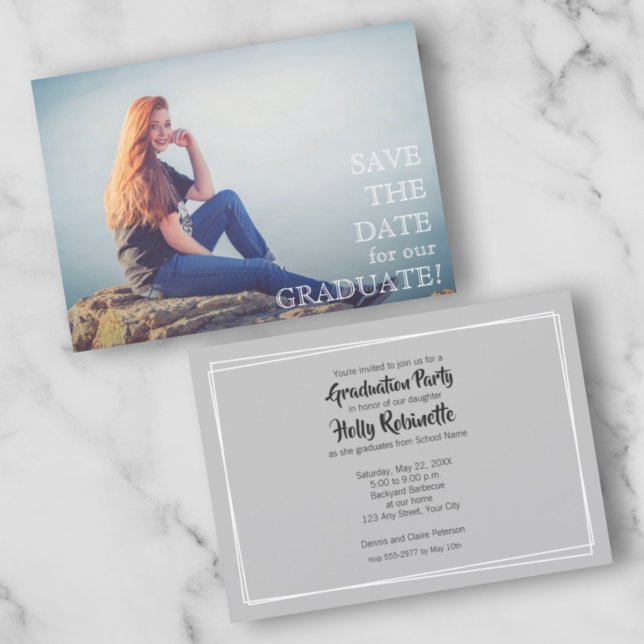 Modern Script Photo Graduation Party Invitations (Creator Uploaded)