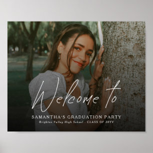 Modern Script Photo Graduation Party Welcome Sign