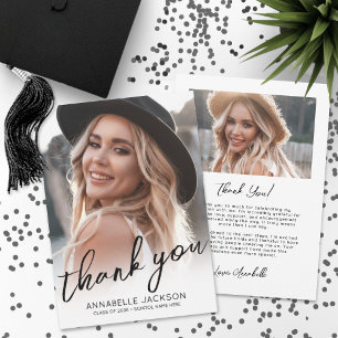 Modern Script Photo Graduation Thank You Card