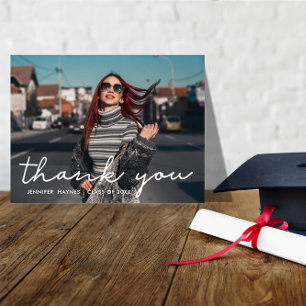 Modern Script Photo Graduation Thank You Postcard