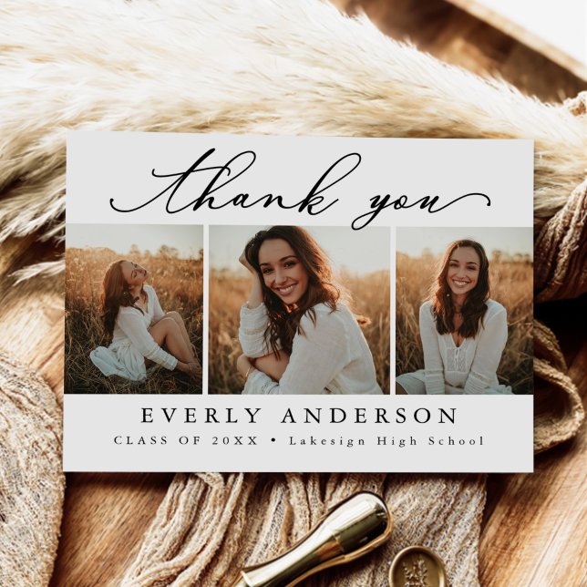 Modern Script Photo Graduation Thank You Postcard (Creator Uploaded)