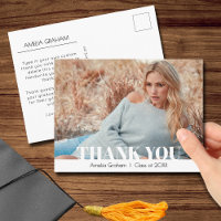 Modern Script Photo Graduation Thank You