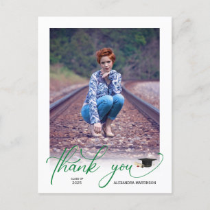 Modern Script Photo Graduation Thank You Postcard