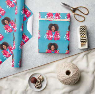 Modern Script Photo Graduation  Wrapping Paper