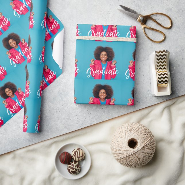 Modern Script Photo Graduation  Wrapping Paper (Crafts)