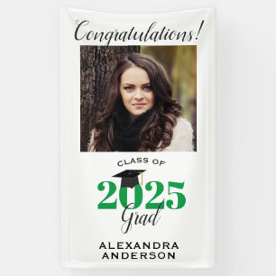 Modern Script Photo Green Vertical Graduation Banner