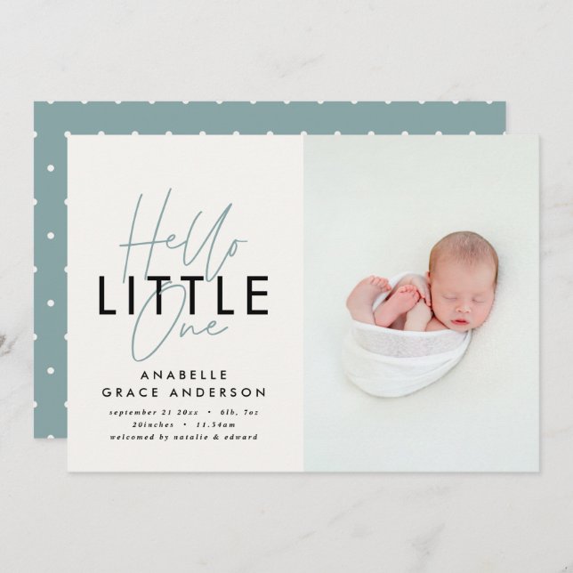 Modern script photo hello little one (Front/Back)
