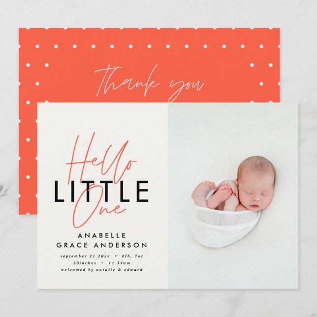 Modern script photo hello little one (Front/Back)