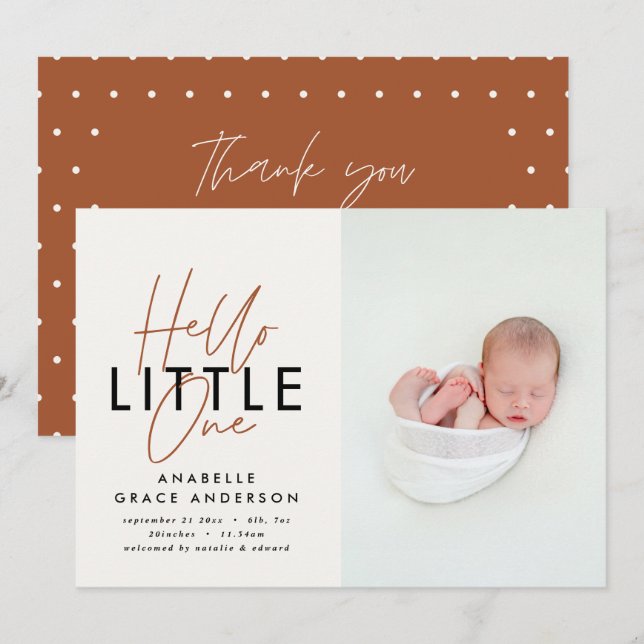Modern script photo hello little one (Front/Back)