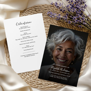 Modern Script & Photo In Loving Memory Funeral Program