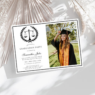 Modern Script Photo Law School Graduation Invitation