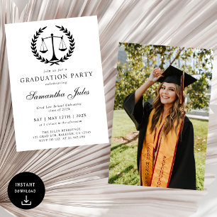 Modern Script Photo Law School Graduation Invitation