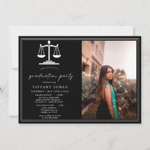 Modern Script Photo Law School Graduation Party Invitation