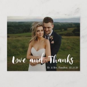 Modern Script Photo Love and Thanks Postcard