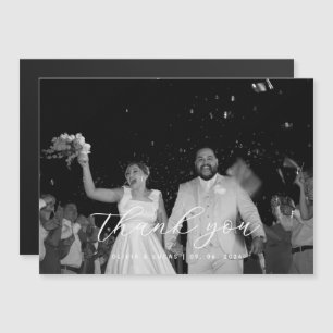 Modern Script Photo Magnetic Wedding Thank You