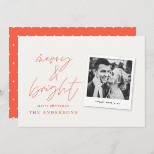 Modern script photo merry & bright christmas