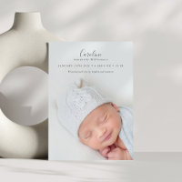 Modern Script Photo Overlay Birth Announcement