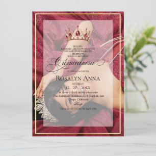 Modern Script Photo Princess Quinceañera Invitation