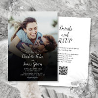 Modern Script Photo QR Code Wedding